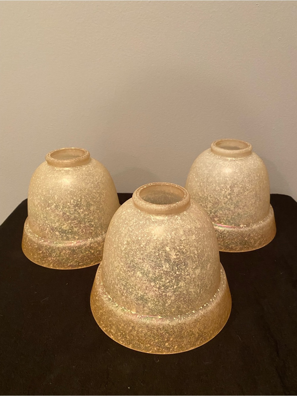 Set of 3 Amber Frosted Glass Shade Globes - Champagne Hue